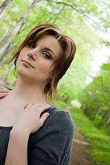 Image showing Girl On a Wooded Path