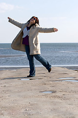 Image showing Woman Dancing at the Beach