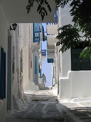 Image showing Morning walk, Mykonos, Greece