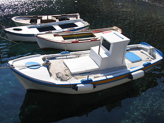 Image showing Small fishing boats, Santorini, Greece