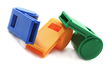 Image showing three whistles