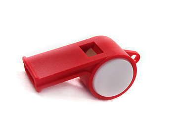 Image showing red and white whistle