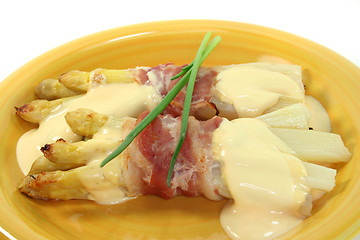 Image showing Asparagus in bacon coat