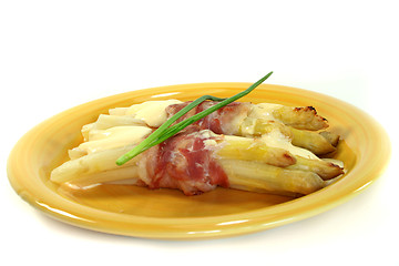 Image showing Asparagus in bacon coat