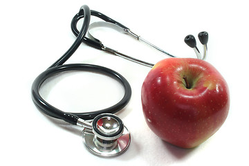 Image showing Stethoscope with apple