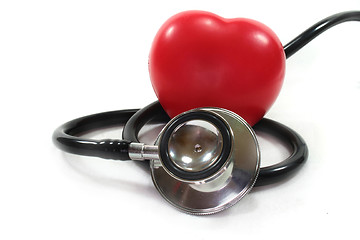 Image showing Stethoscope with red heart