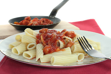 Image showing Tortiglione with tomato sauce