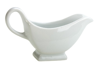 Image showing Single ceramic white sauce-boat