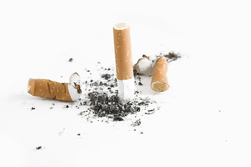 Image showing Quit smoking - cigarette butts, smoking concept, over white