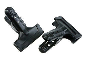 Image showing Group of two black big clips.