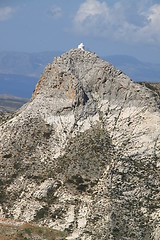 Image showing Greek chapel on mountain top