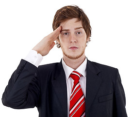 Image showing  man gives salute