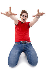 Image showing casual man screaming