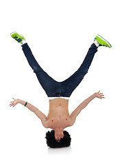 Image showing b-boy freeze on head