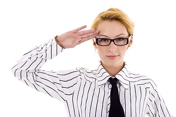 Image showing woman saluting