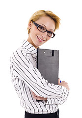 Image showing woman holding clipboard 