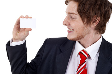 Image showing holding a blank card