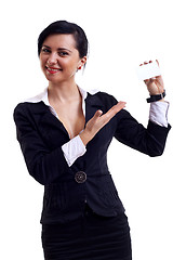 Image showing Businesswoman presenting card
