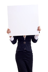 Image showing businesswoman with blank board