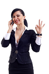 Image showing  businesswoman on the phone winning