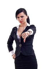 Image showing woman gesturing thumbs down