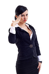 Image showing  woman saluting