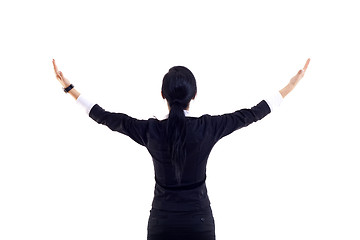 Image showing woman with hands in the air