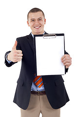 Image showing  presenting a clipboard