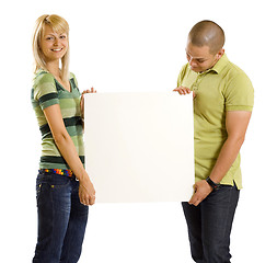 Image showing couple presenting ad