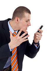 Image showing  man screaming in his phone