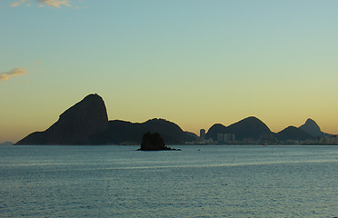 Image showing The Sugar Loaf on the sunset