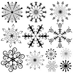 Image showing Collection  of snowflakes