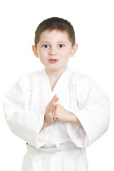 Image showing Karate kid in greeting stance