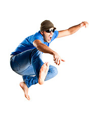 Image showing Young man jumping