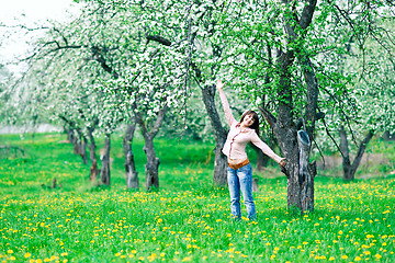 Image showing Cheerful woman in the garden