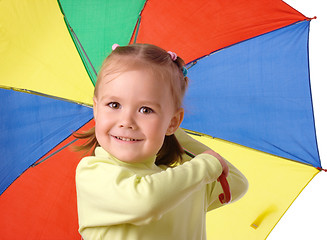 Image showing Cute child with colorful umbrella
