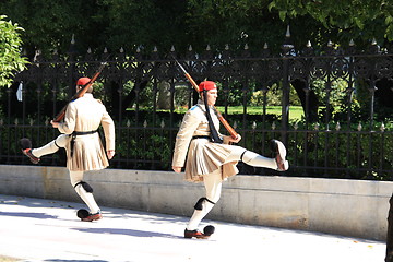 Image showing Evzones on guard outside the President's residence in Athens