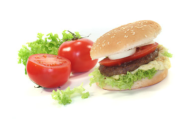 Image showing Hamburger with fresh vegetables