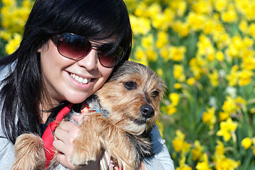 Image showing Smiling Girl with Dog