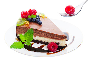 Image showing Triple Layer Chocolate Cheesecake