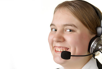 Image showing call center business girl with headset