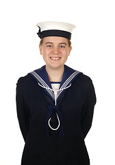 Image showing smiling navy sailor on white