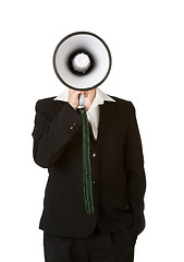 Image showing young business woman with megaphone 