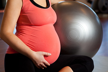 Image showing Pregnant woman doing relaxation exercise