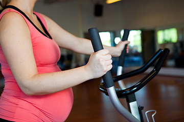 Image showing Pregnant woman doing cardiovascular exercise