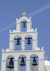 Image showing Bell Tower on Island Thira