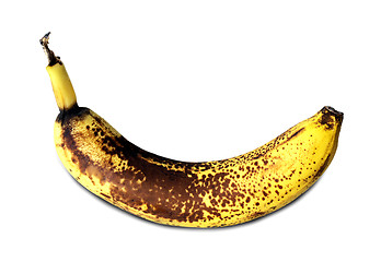 Image showing Old speckled banana isolated on a white background.