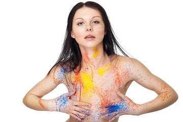 Image showing Beautiful sexy woman with colorful paint on her
