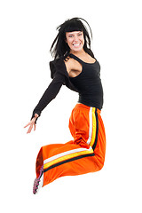 Image showing Super exited woman jumping