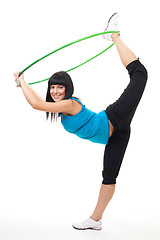 Image showing Woman exercise with hoop